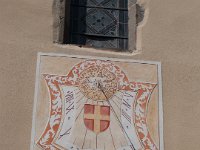 Valleraugue (30)  Cadran solaire sur la façade de l'Eglise (2008) 12 juillet 2018 : cadran solaire